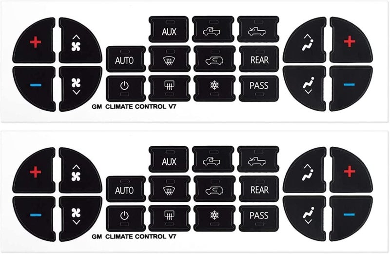 AtticZone AC Dash Button Repair Kit Stickers Decals Compatible with GM 2006-2014 GMC Chevrolet Tahoe Yukon Acadia Sierra, 2Pcs (AC19 x2) - Image 1